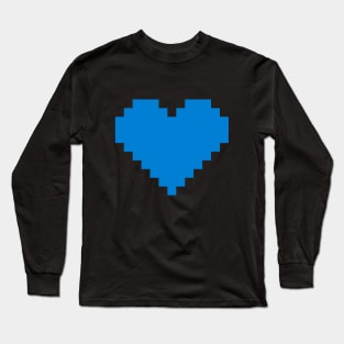 Blue Pixel Heart Long Sleeve T-Shirt